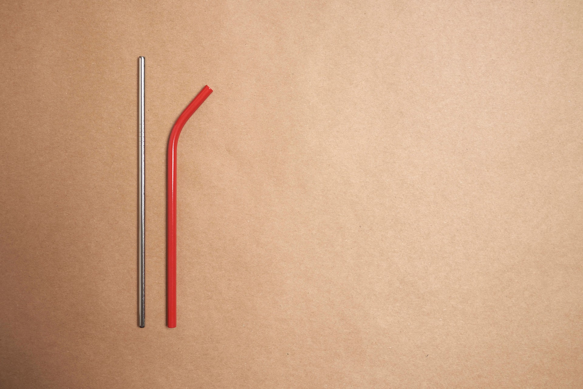 Reusable metal straws, an eco friendly product. Concept of sustainability.